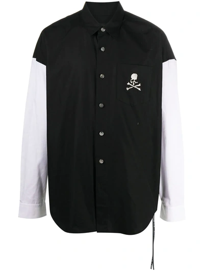 Mastermind Japan Contrast-sleeve Oversized Shirt In Black