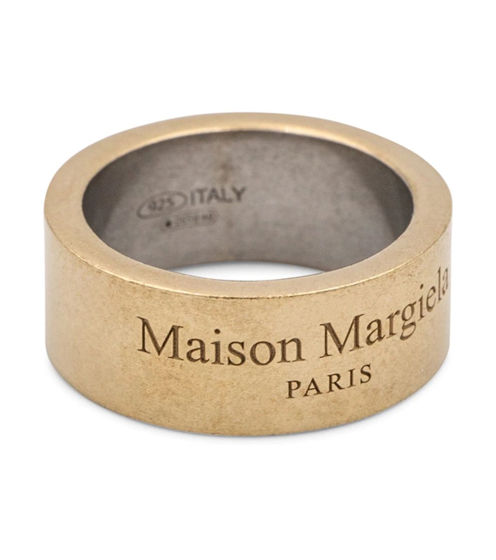 Maison Margiela Upside Down Logo Band Ring In Metallic | ModeSens