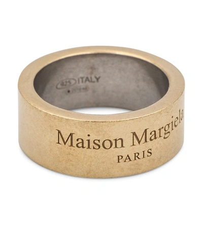 Maison Margiela Upside Down Logo Band Ring In Metallic