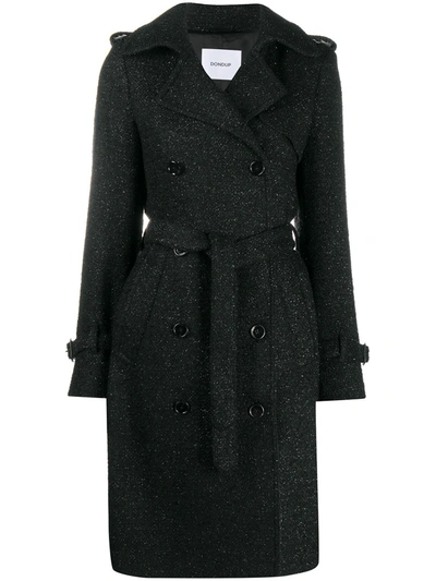 Dondup Metallic-embellished Double-breasted Coat In Black
