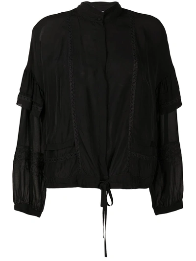 Dondup Drawstring Lace Embroidered Blouse In Black