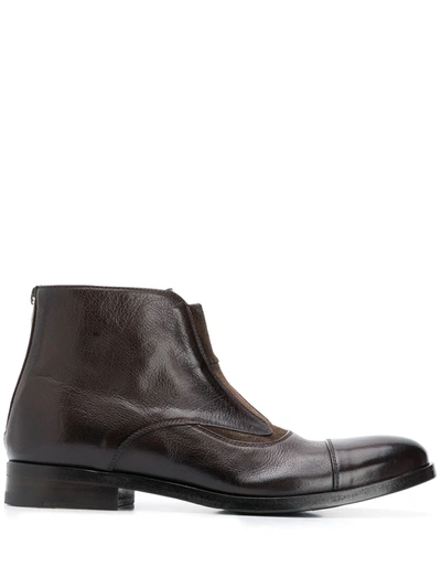 Alberto Fasciani Leather Ankle Boots In Brown