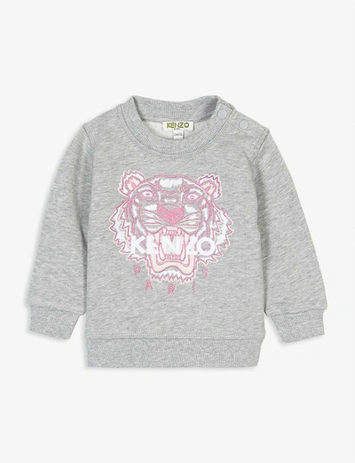 Kenzo Babies' Icon Tiger Cotton Sweatshirt 6-36 Months In Grey