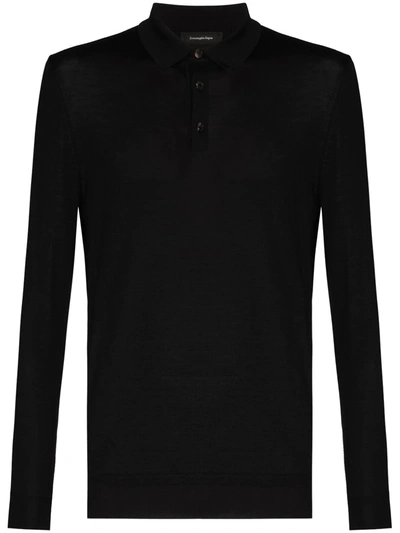Ermenegildo Zegna Wool And Cashmere-blend Polo Shirt In Black