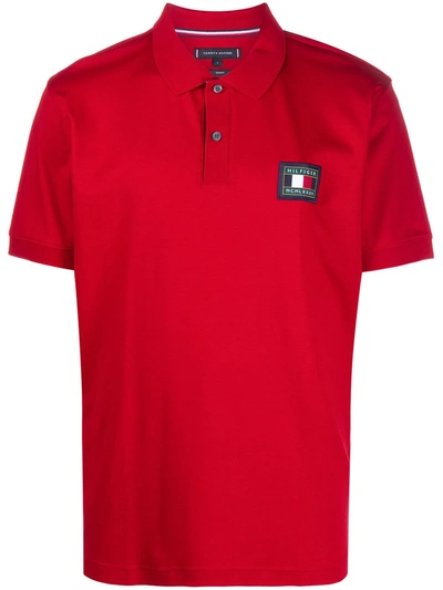 Tommy Hilfiger Logo Patch Polo Shirt In Red