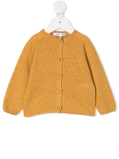 Knot Babies' Penny Pointelle-knit Cardigan In Yellow