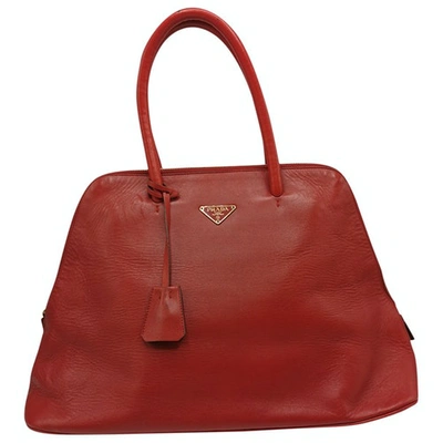 Pre-owned Prada Promenade Leather Handbag In Red