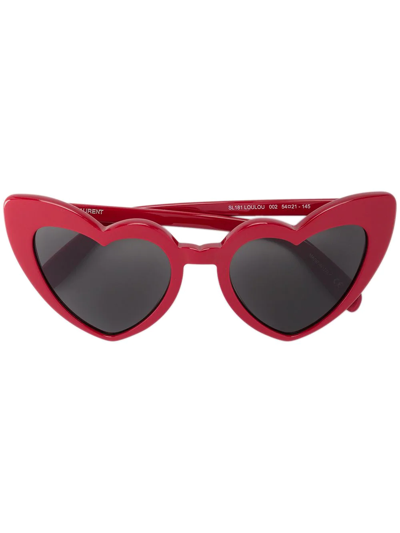 Saint Laurent Loulou Heart-shaped Acetate Sunglasses In Red