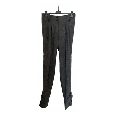 Pre-owned Dior Wool Straight Pants In Anthracite