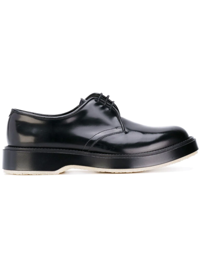 Adieu Polished Leather Derby Lace-up Shoes In Black