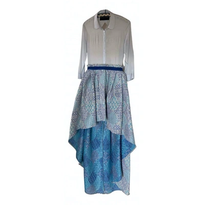 Pre-owned Christian Pellizzari Blue Silk Dress