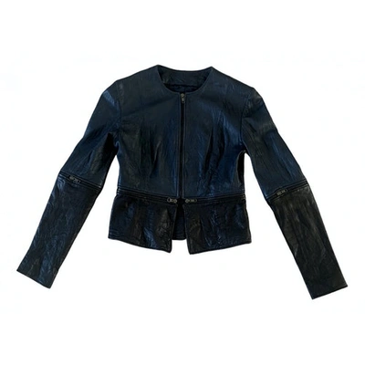 Pre-owned Christopher Kane Navy Leather Jacket