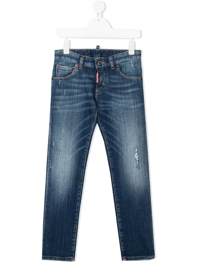 Dsquared2 Kids' Ripped Detailing Jeans In Blue