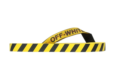 Pre-owned Off-white  Diagonal Stripes Flip Flops Yellow Black Aw 20 In Yellow/black