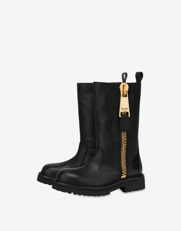 black macro zip boots