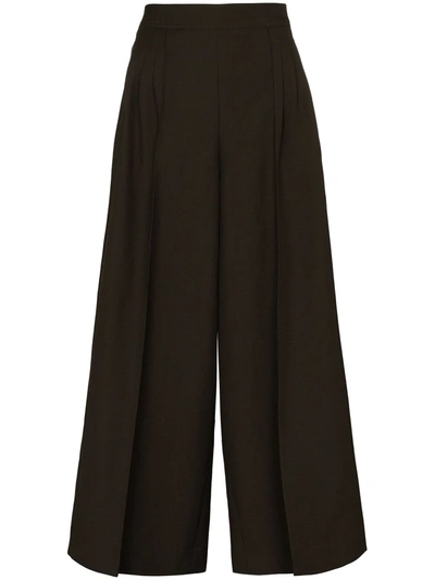 Loewe Wide-leg Wool Culottes In Green