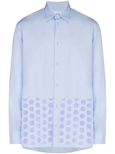 Maison Margiela Punched-holes Long-sleeve Shirt In Blue