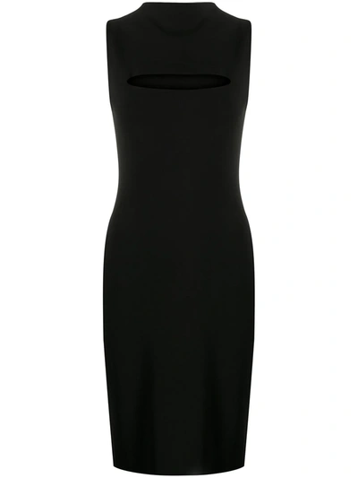 Versace Slit Detail Midi Dress In Black