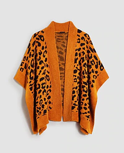 Ann Taylor Leopard Print Cozy Open Poncho In Toasted Biscotti