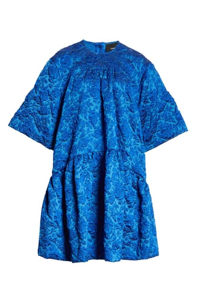 Simone Rocha Drop Waist Cloque Dress In Blue