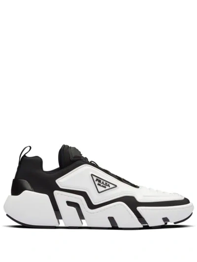 Prada Techno Stretch Low-top Sneakers In White