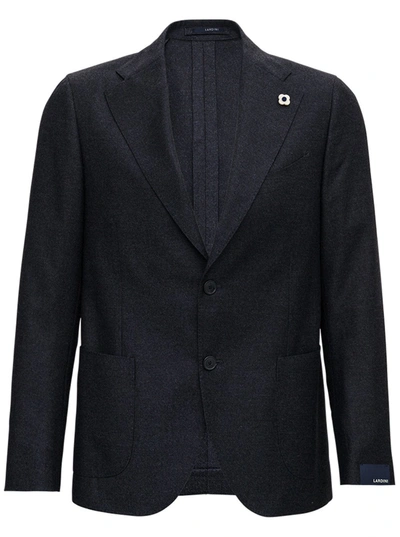 Lardini Black Single-breasted Flannel Jacket