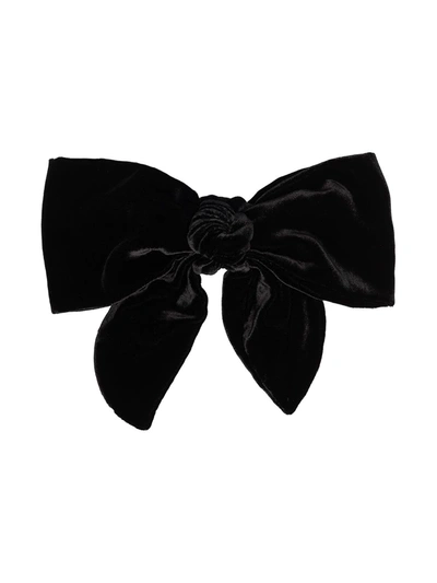 Jennifer Behr Black Naples Satin Bow Hair Clip