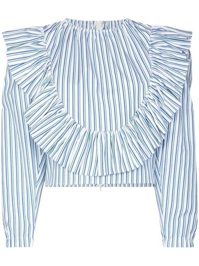 Shushu-tong Ruffled Cotton Blouse In Blue