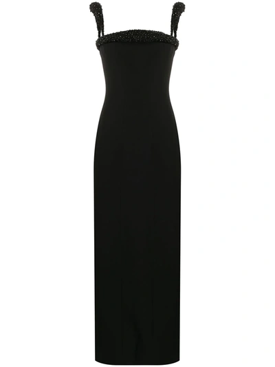 Versace Bead-trim Column Dress In Black
