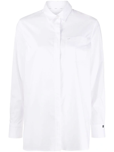 Calvin Klein Patch-pocket Poplin Shirt In White