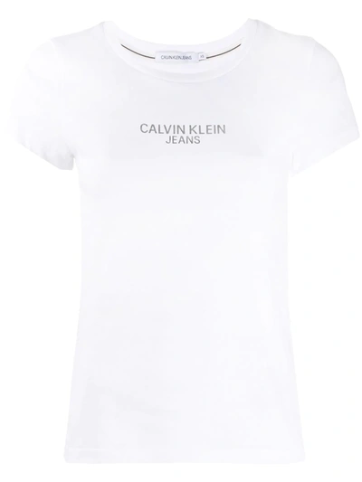 Calvin Klein Jeans Est.1978 Logo-print Jersey T-shirt In White