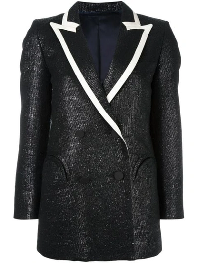 Blazé Milano Moonfleet Everyday Peak-lapel Tweed Blazer In Black