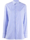 Polo Ralph Lauren Adrien Striped Cotton Shirt In White/french Blue