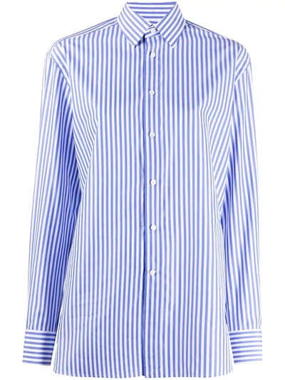 Polo Ralph Lauren Adrien Striped Cotton Shirt In Blue