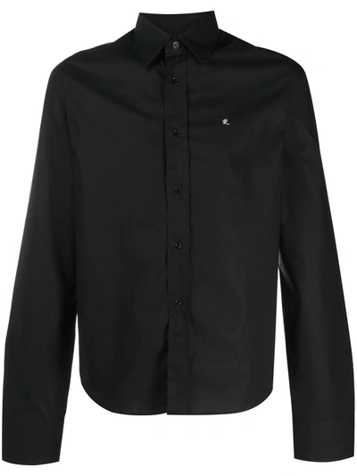 Raf Simons Embroidered Logo Buttoned Shirt In Black
