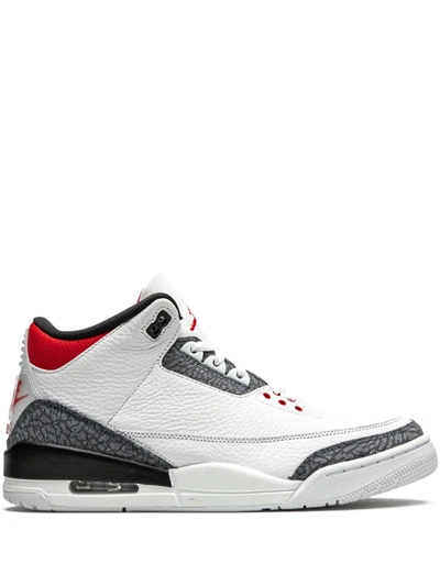 Jordan Air  3 Retro Se Denim "fire Red Denim" Sneakers In White