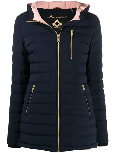 Moose Knuckles Fitted Puffer Jacket In Blue
