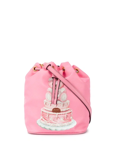 Moschino Graphic Print Bucket Bag In Pink