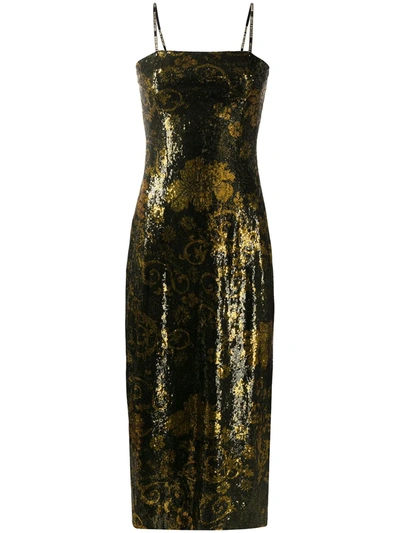 Versace Jeans Couture Metallic Slip Dress In Gold