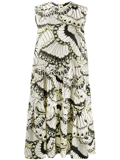 Rochas Butterfly-print Sleeveless Dress In Neutrals