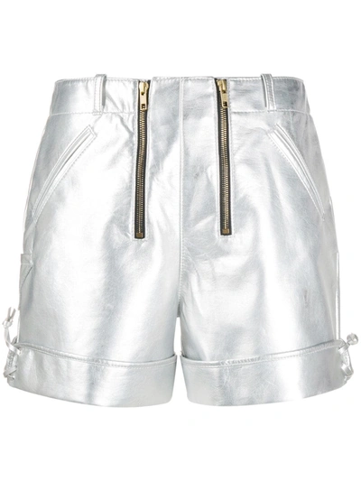 Philosophy Di Lorenzo Serafini High-waisted Double-zip Shorts In Silver