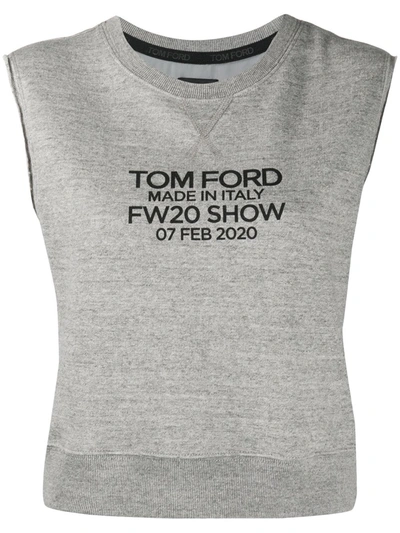 Tom Ford Logo Print Sleeveless Sweatshirt In Grey/black
