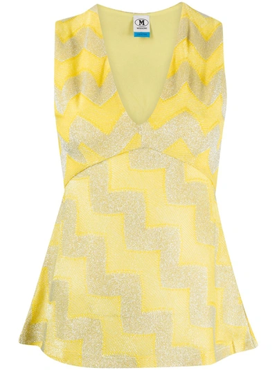 M Missoni Metallic Zig Zag Top In Yellow