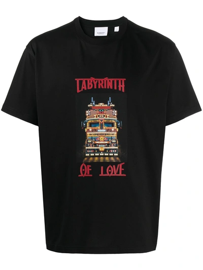 Burberry Labyrinth Of Love-print T-shirt In Black