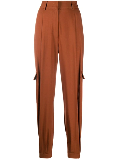 Msgm Fitted Cuffs Tailored Trousers In Brown