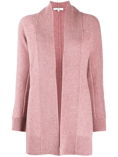 Vince Ribbed Lapel Cardigan In Pink