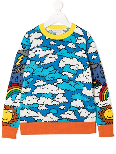 Stella Mccartney Kids' Weather-print Sweatshirt In Blue