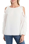 1.state Cold Shoulder Ruffle Sleeve Blouse In Soft Ecru