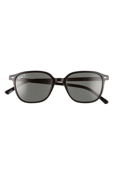 Ray Ban 51m Square Polarized Sunglasses In Black/ Black