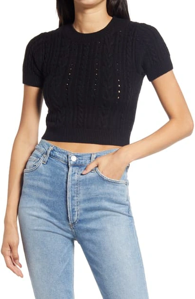 Free People Short & Sweet Crop Sweater In Black